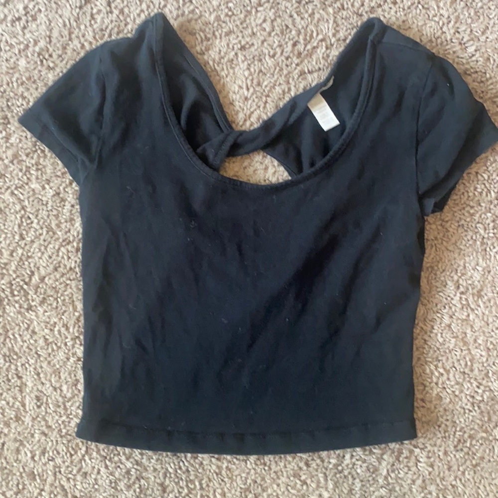 Black crop top with keyhole back